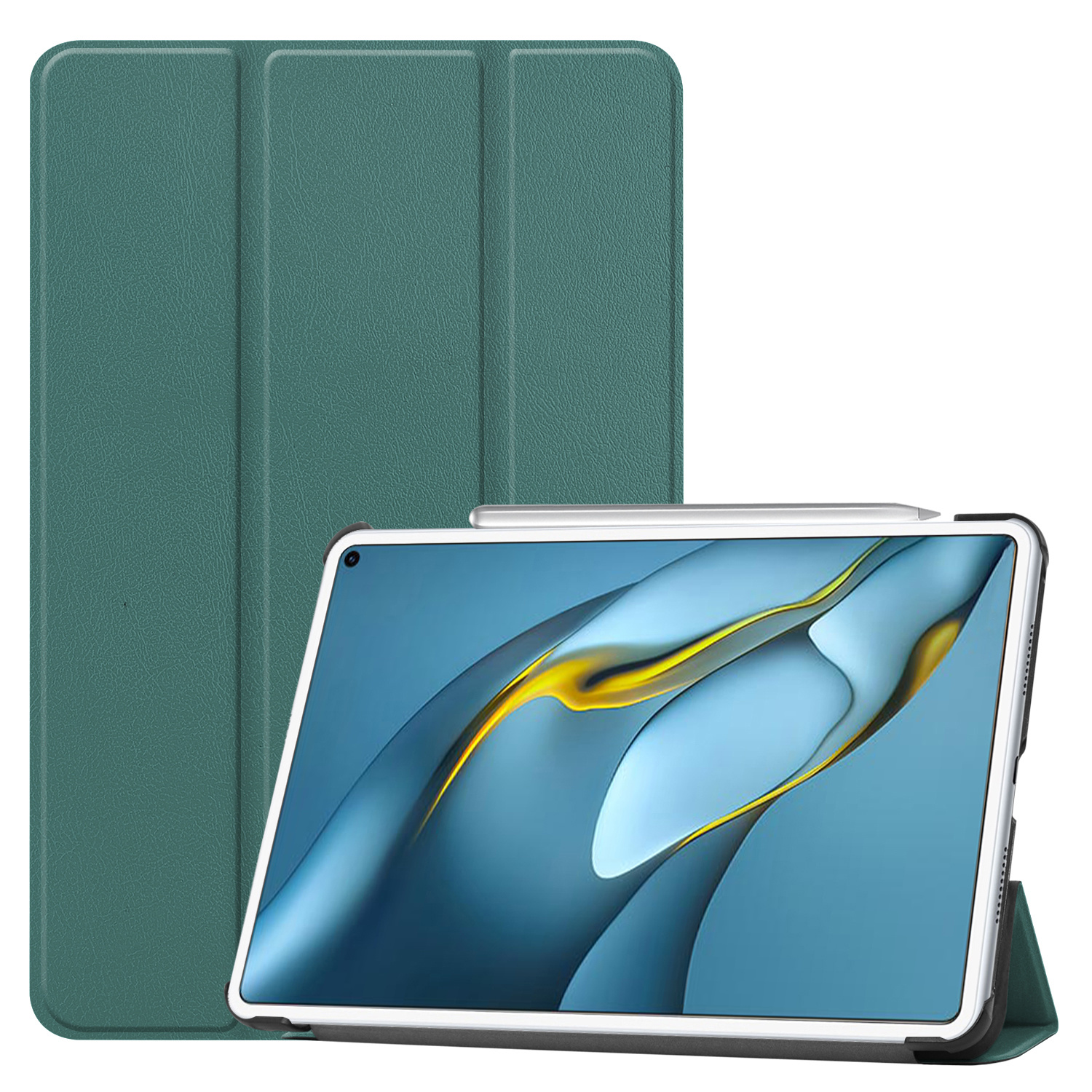 Tablet hoes geschikt voor Huawei MatePad Pro 10.8 (2021)- Tri-Fold Book Case - Donker Groen afbeelding