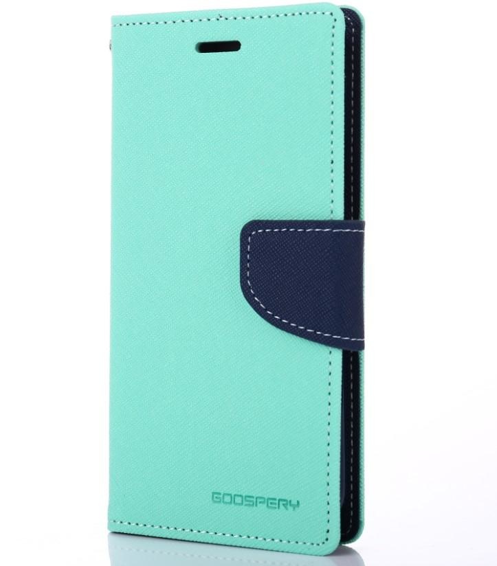 Telefoonhoesje geschikt voor Apple iPhone 13 Mini - Mercury Fancy Diary Wallet Case - Hoesje met Pasjeshouder - Licht Blauw/Donker Blauw afbeelding