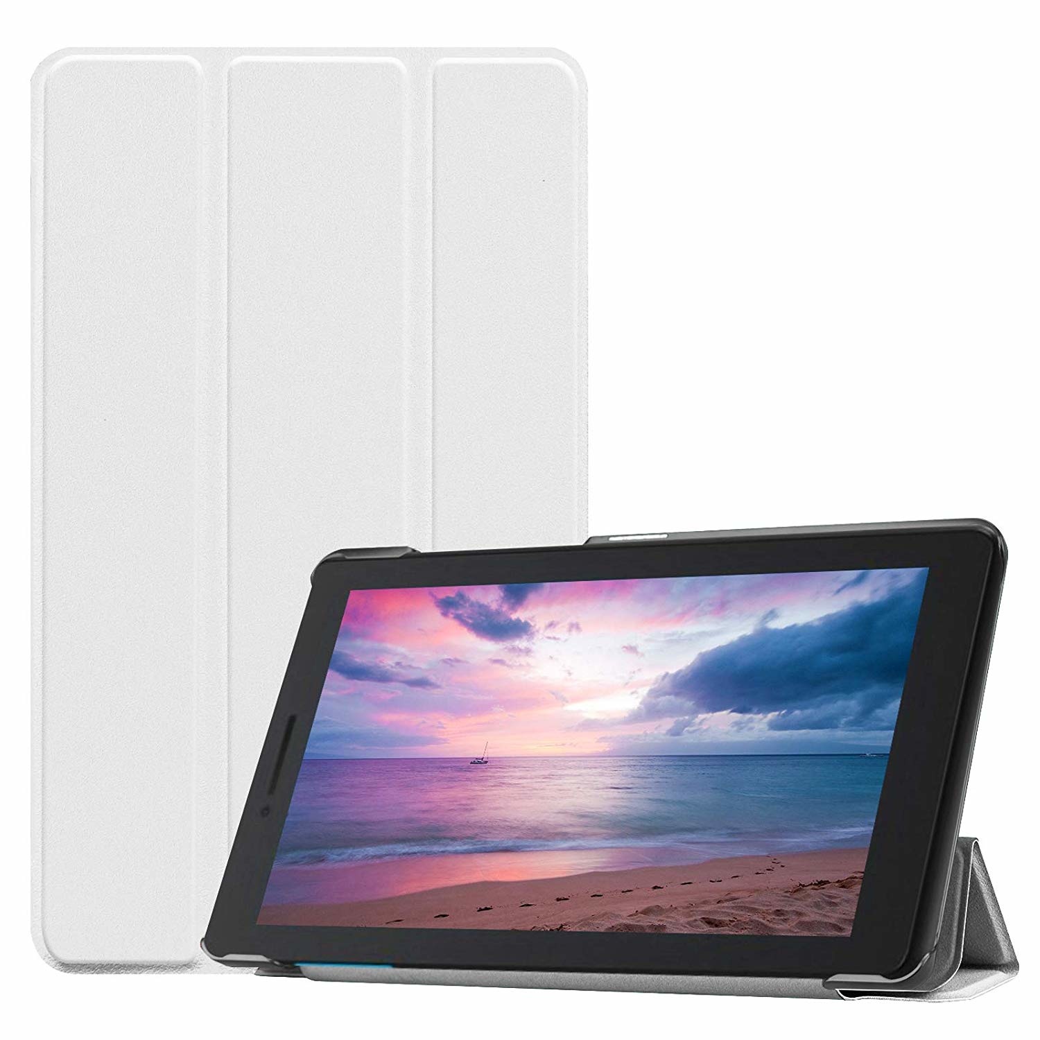 Tablet hoes geschikt voor Lenovo Tab E8 hoes (TB-8304F) - Tri-Fold Book Case - Wit afbeelding