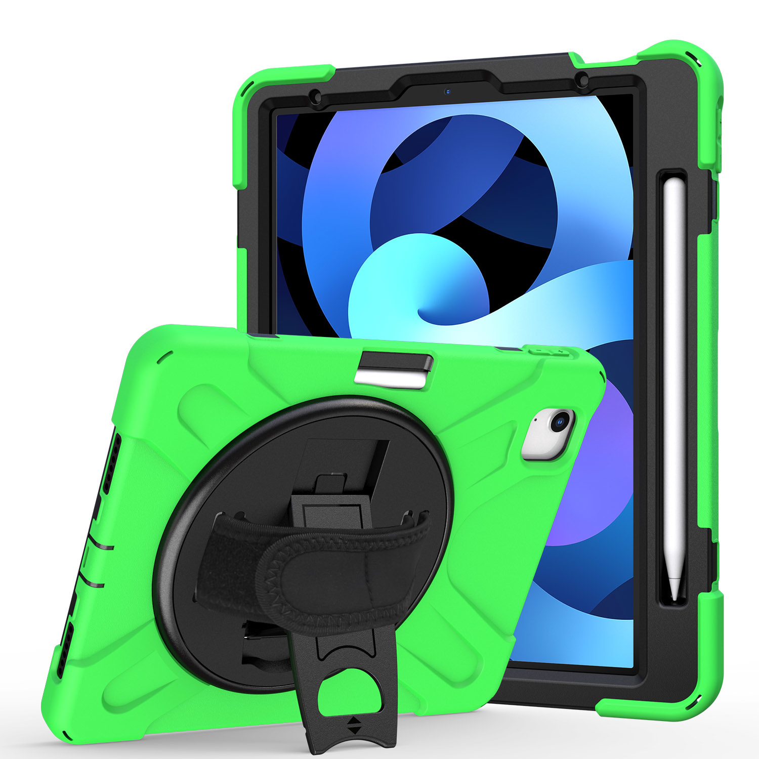 Case2go - Tablethoes geschikt voor Apple iPad Air 11 (2024) / Apple iPad Air 10.9 (2022) - Hand Strap Armor Case - Groen afbeelding