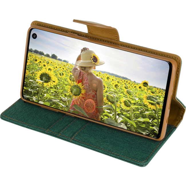 Hoesje geschikt voor iPhone 11 Pro - Mercury Canvas Diary Wallet Case - Hoesje met Pasjeshouder - Groen