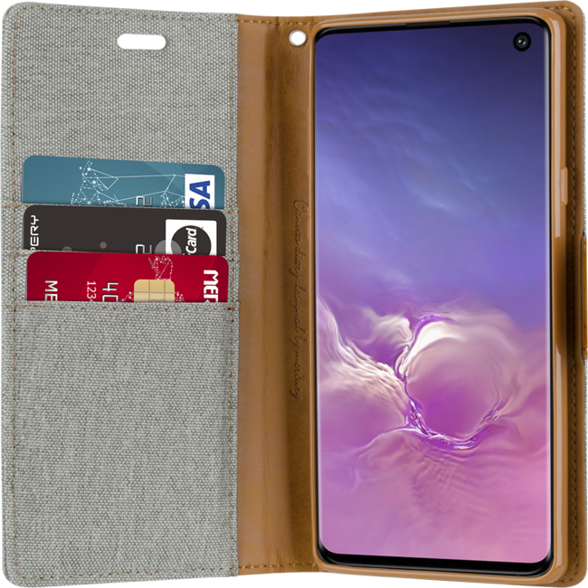 Hoesje geschikt voor Samsung Galaxy J4 - mercury canvas diary wallet case - grijs