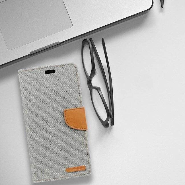 Hoesje geschikt voor Samsung Galaxy J4 - mercury canvas diary wallet case - grijs