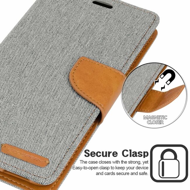 Hoesje geschikt voor Samsung Galaxy J4 - mercury canvas diary wallet case - grijs