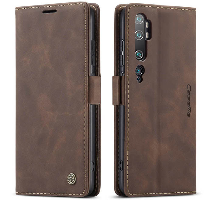 CaseMe - Xiaomi Mi Note 10 (Pro) hoesje - Wallet Book Case - Magneetsluiting - Donker Bruin afbeelding