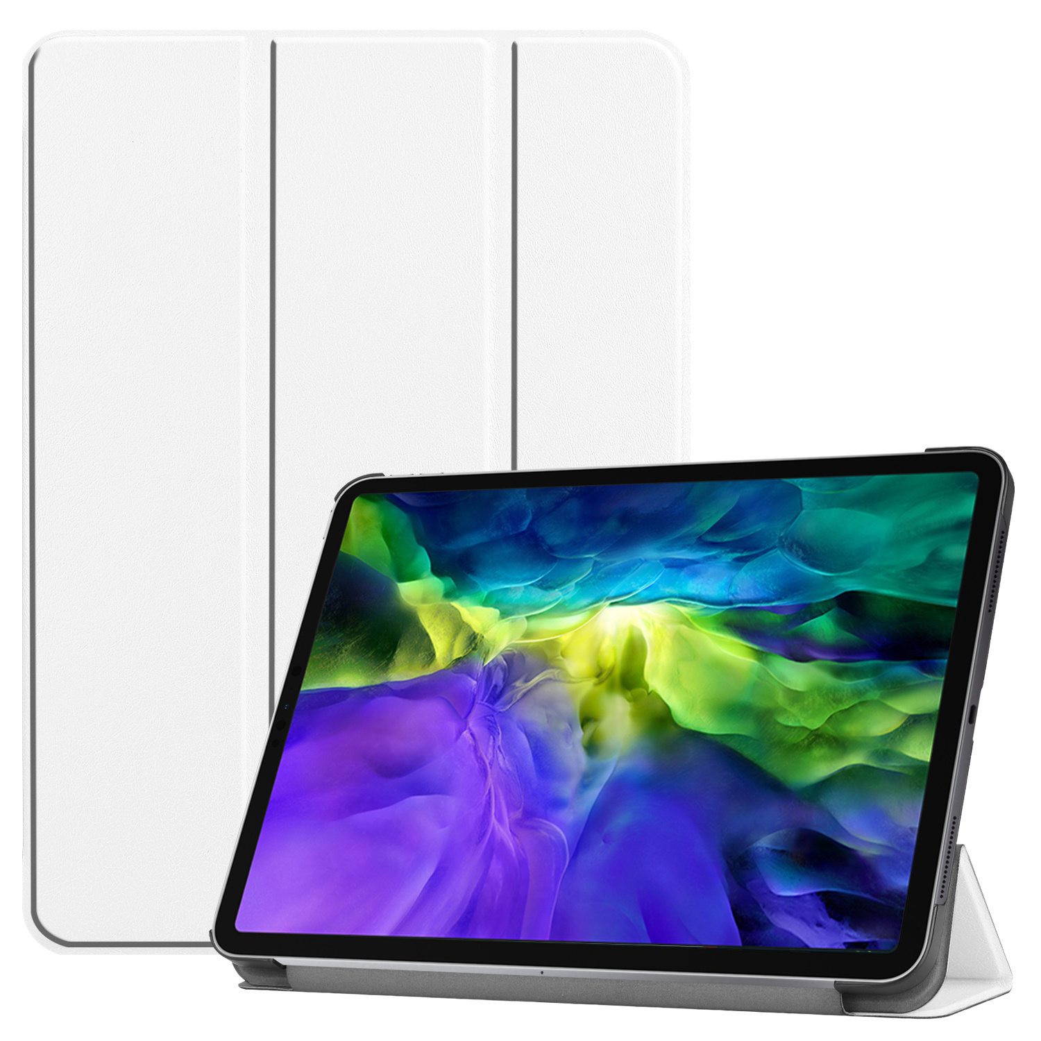Tablet hoes voor Apple iPad Pro 2021 / 2020 tri-fold hoes - Case met Auto Wake/Sleep functie - Wit afbeelding