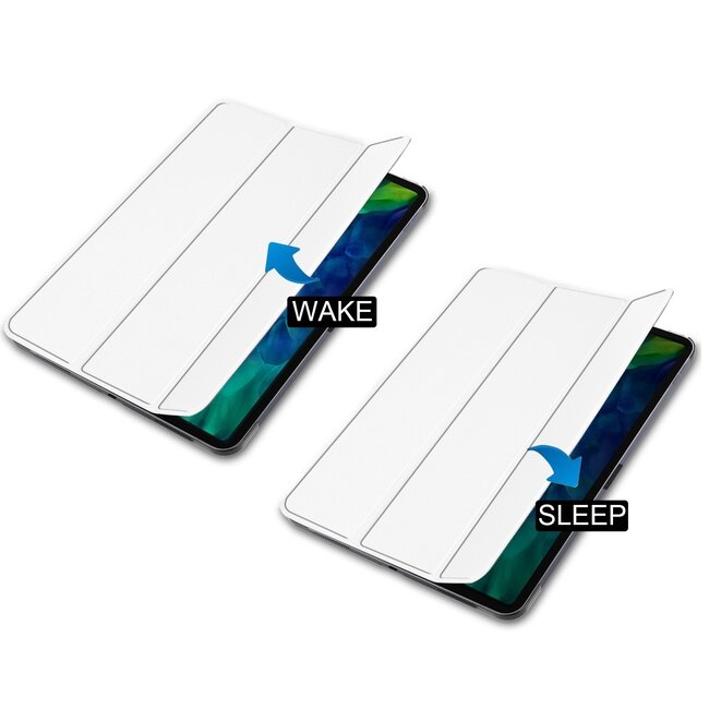 Tablet hoes voor Apple iPad Pro 2021 / 2020 tri-fold hoes - Case met Auto Wake/Sleep functie - Wit