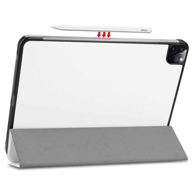 Tablet hoes voor Apple iPad Pro 2021 / 2020 tri-fold hoes - Case met Auto Wake/Sleep functie - Wit