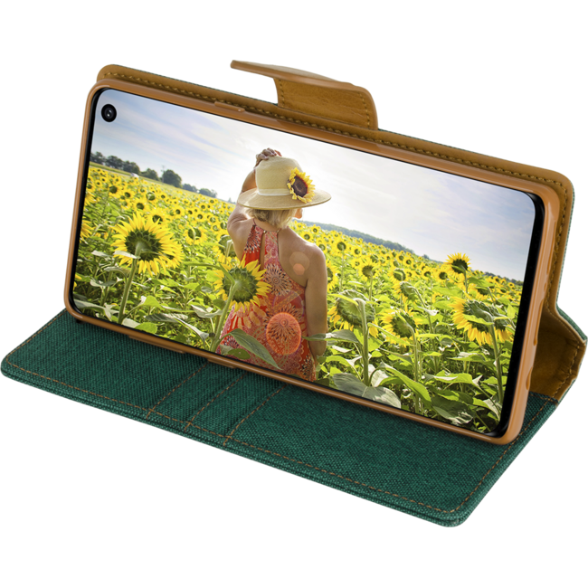 Hoesje geschikt voor iPhone 11 Pro Max - Mercury Canvas Diary Wallet Case - Hoesje met Pasjeshouder - Groen