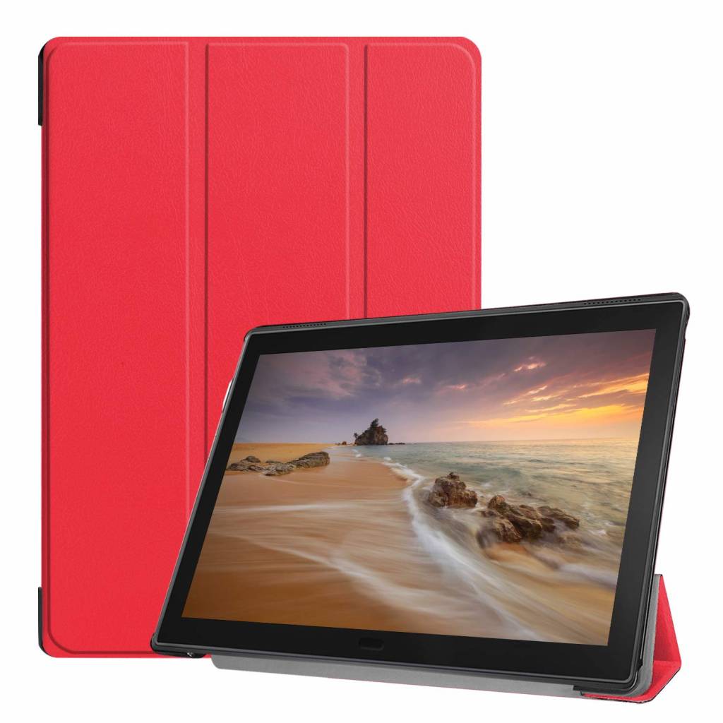 Tablet hoes geschikt voor Tablet hoes geschikt voor Lenovo Tab E10 hoes (TB-X104f) - Tri-Fold Book Case - Rood afbeelding