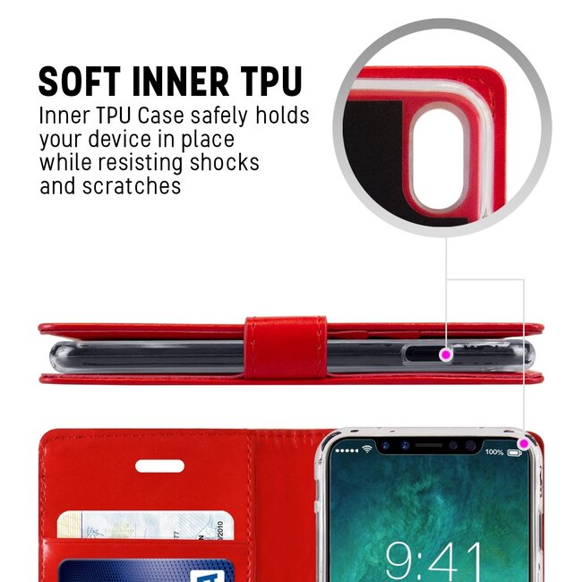 Hoesje geschikt voor Samsung Galaxy A70 - blue moon diary wallet case - rood