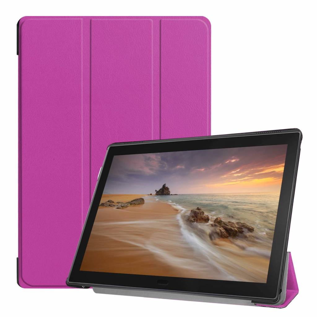 Tablet hoes geschikt voor Tablet hoes geschikt voor Lenovo Tab E10 hoes (TB-X104f) - Tri-Fold Book Case - Paars afbeelding