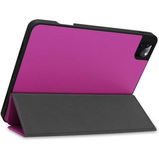 Tablethoes geschikt voor Apple iPad Pro 11 (2022/2021/2020/2018)  - Tri-Fold Book Case - Apple Pencil Houder - Paars