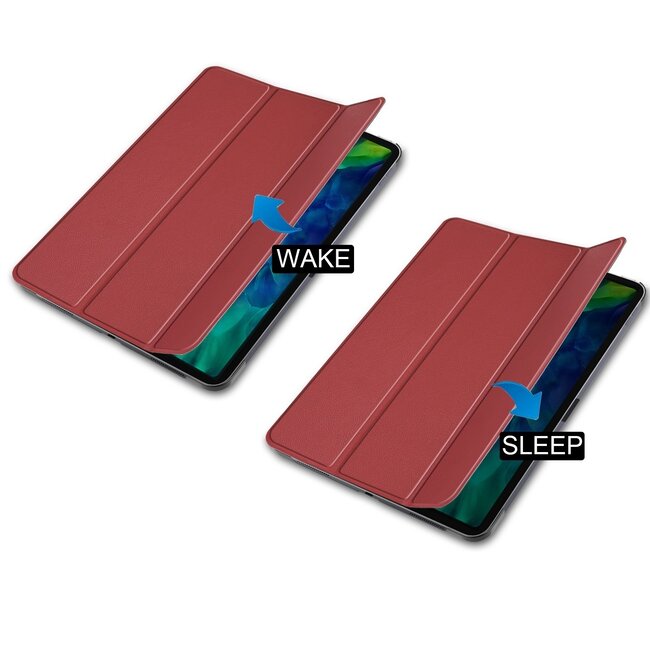 Tablet hoes voor Apple iPad Pro 2021 / 2020 tri-fold hoes - Case met Auto Wake/Sleep functie - Donker Rood