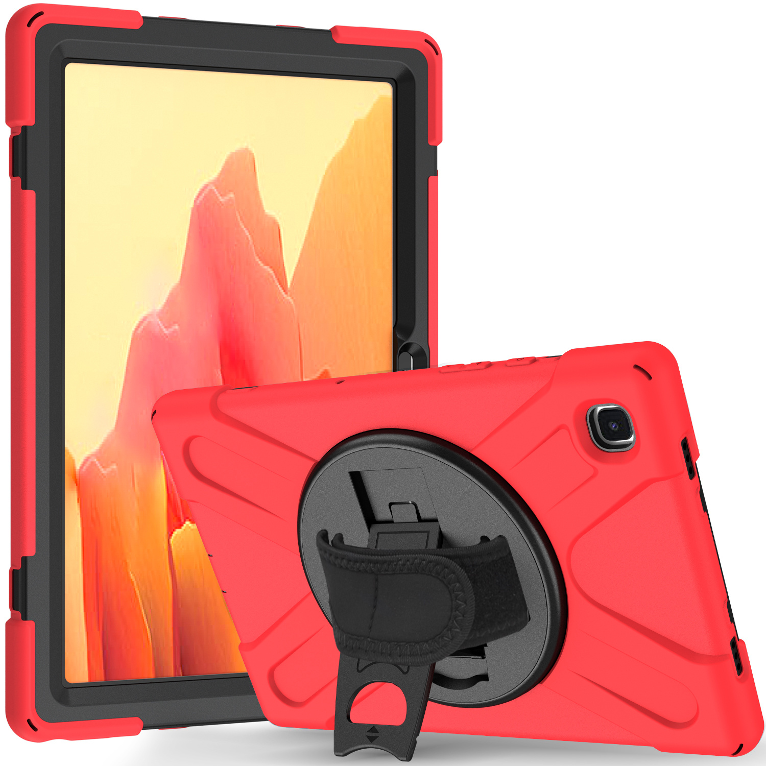 Tablet Hoes geschikt voor Samsung Galaxy Tab A7 (2020) - 10.4 inch - Hand Strap Armor Case - Rood afbeelding