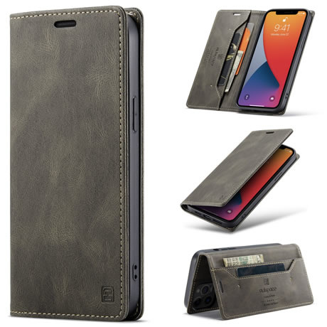 AutSpace - Hoesje geschikt voor iPhone 12 Pro Max - Wallet Book Case - Magneetsluiting - met RFID bescherming - Bruin afbeelding