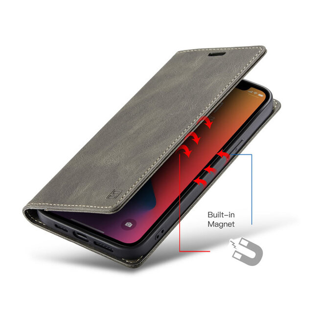 AutSpace - Hoesje geschikt voor iPhone 12 Pro Max - Wallet Book Case - Magneetsluiting - met RFID bescherming - Bruin