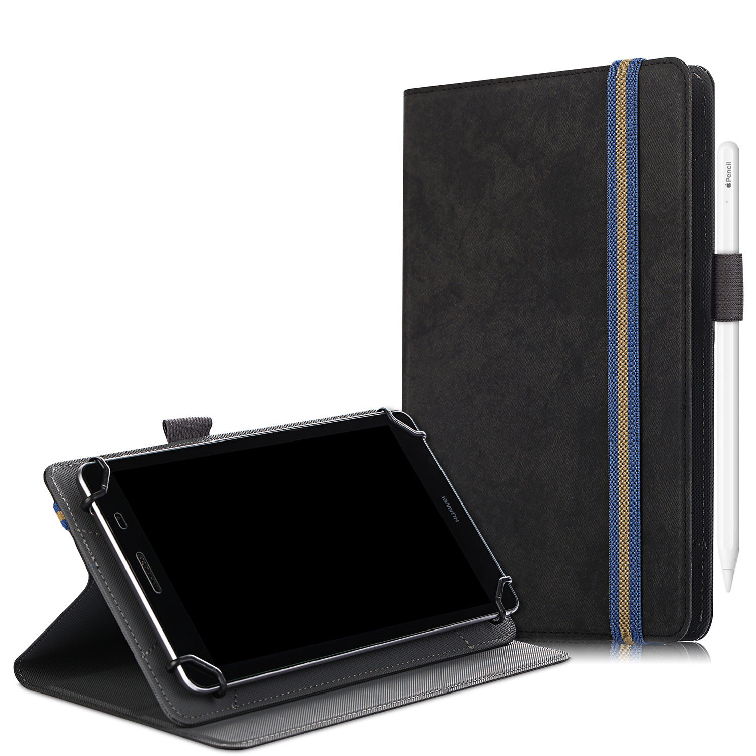 Universele 7/8 inch tablet hoes - Wallet Book Case - Zwart afbeelding