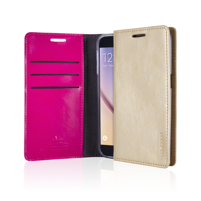 Telefoonhoesje geschikt voor Apple iPhone 13 Mini - Blue Moon Flip Case - Met pasjeshouder - Magenta