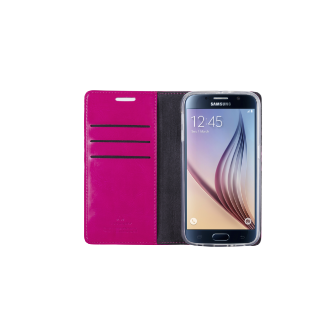 Telefoonhoesje geschikt voor Apple iPhone 13 Mini - Blue Moon Flip Case - Met pasjeshouder - Magenta