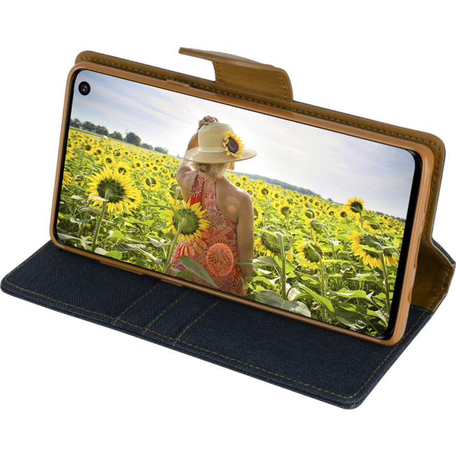 Hoesje geschikt voor iPhone 11 Pro - Mercury Canvas Diary Wallet Case - Hoesje met Pasjeshouder -Donker Blauw