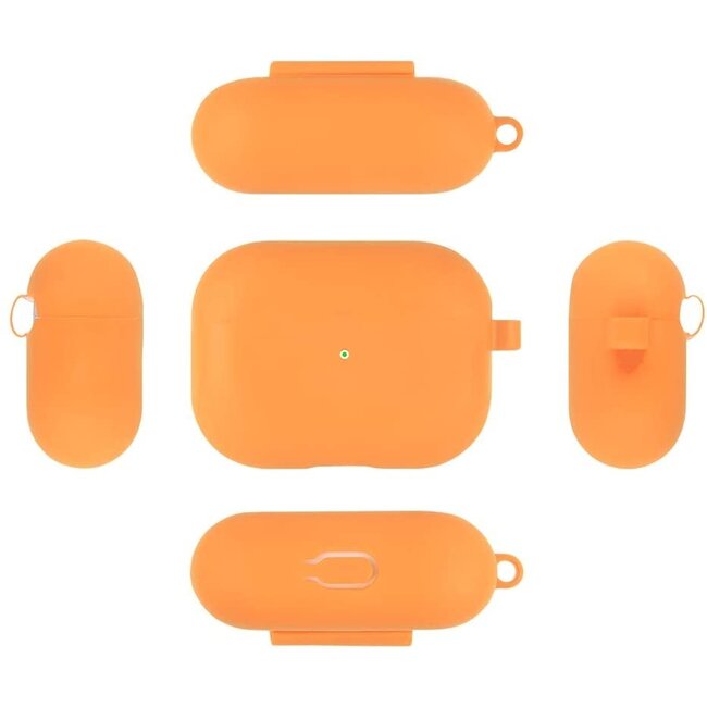 Goospery - Hoes geschikt voor Airpods Pro Case - Siliconen beschermhoes met opdruk  - Oranje