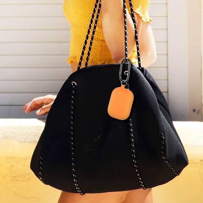 Goospery - Hoes geschikt voor Airpods Pro Case - Siliconen beschermhoes met opdruk  - Oranje