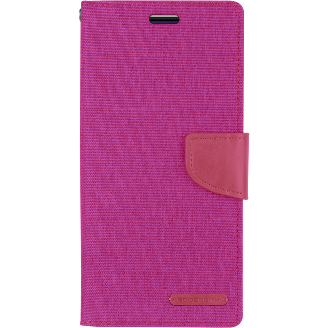 Hoesje geschikt voor iPhone 11 Pro Max - Mercury Canvas Diary Wallet Case - Hoesje met Pasjeshouder - Roze