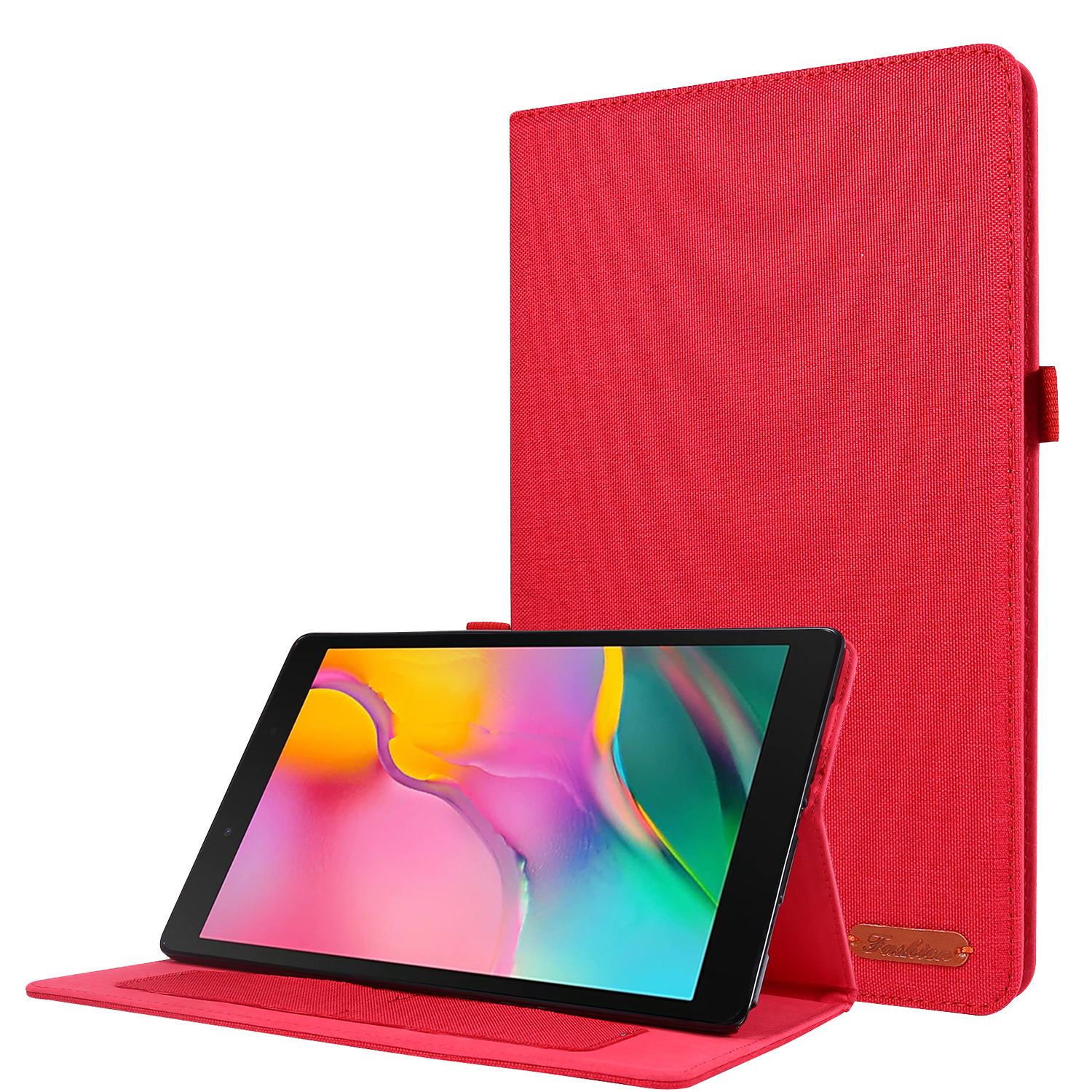 Tablet Hoes geschikt voor Samsung Galaxy Tab A7 (2020) - 10.4 inch - Book Case met Soft TPU houder - Rood afbeelding