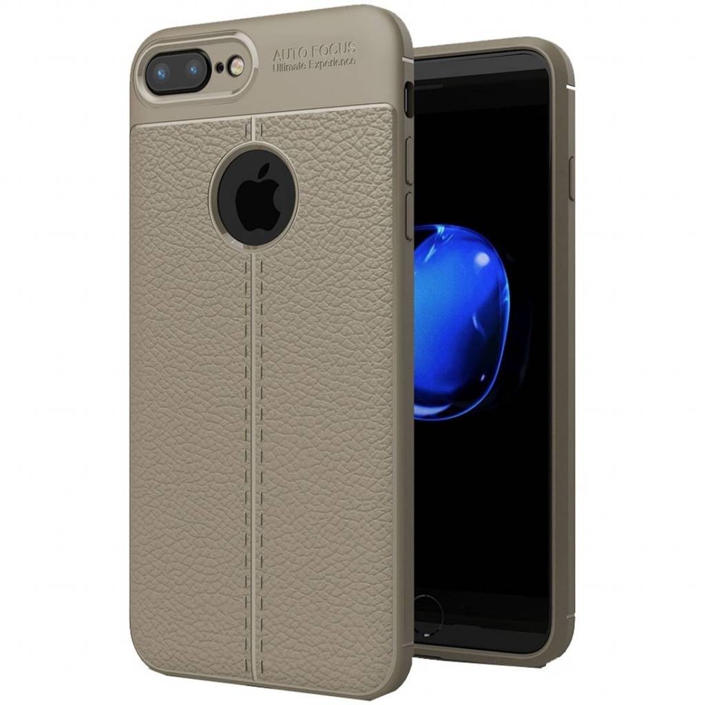 Litchi TPU Case geschikt voor iPhone 7 Plus / iPhone 8 Plus - Grijs afbeelding