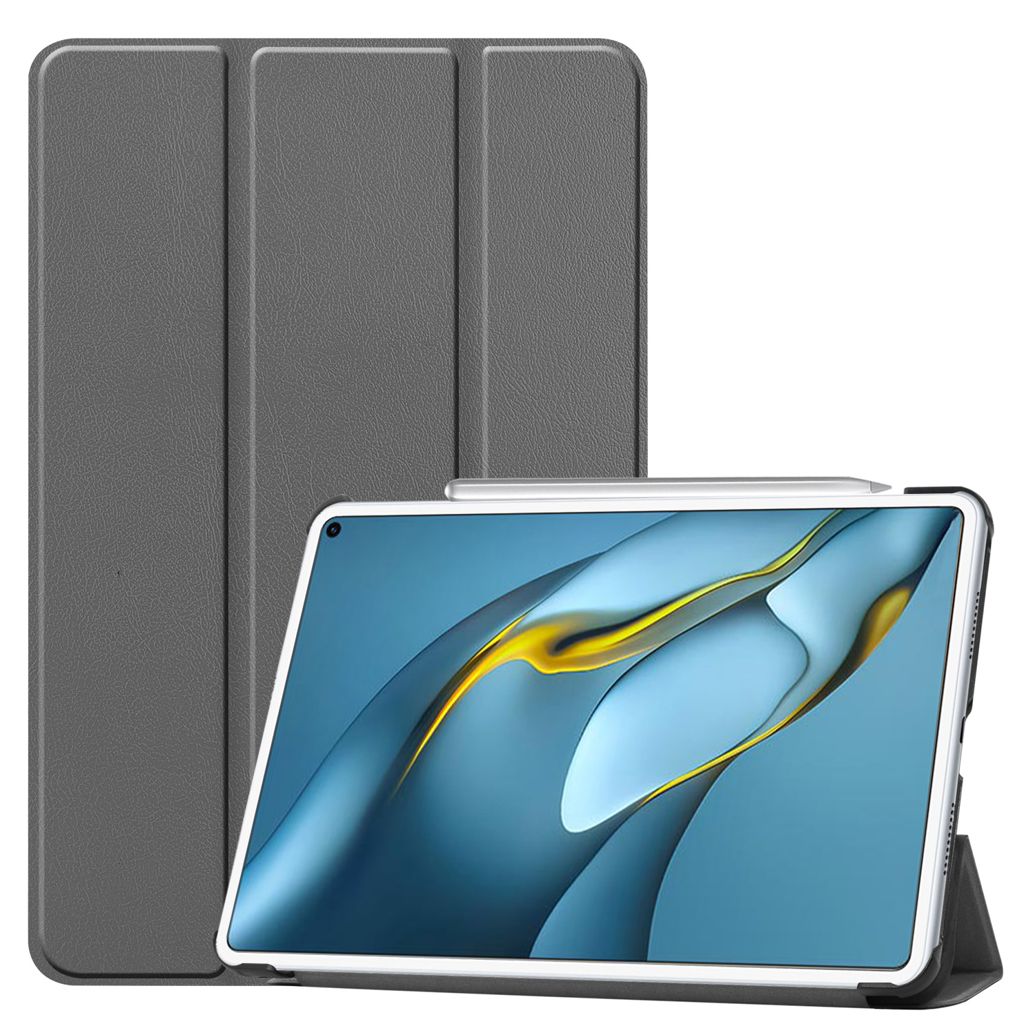 Tablet hoes geschikt voor Huawei MatePad Pro 10.8 (2021)- Tri-Fold Book Case - Grijs afbeelding