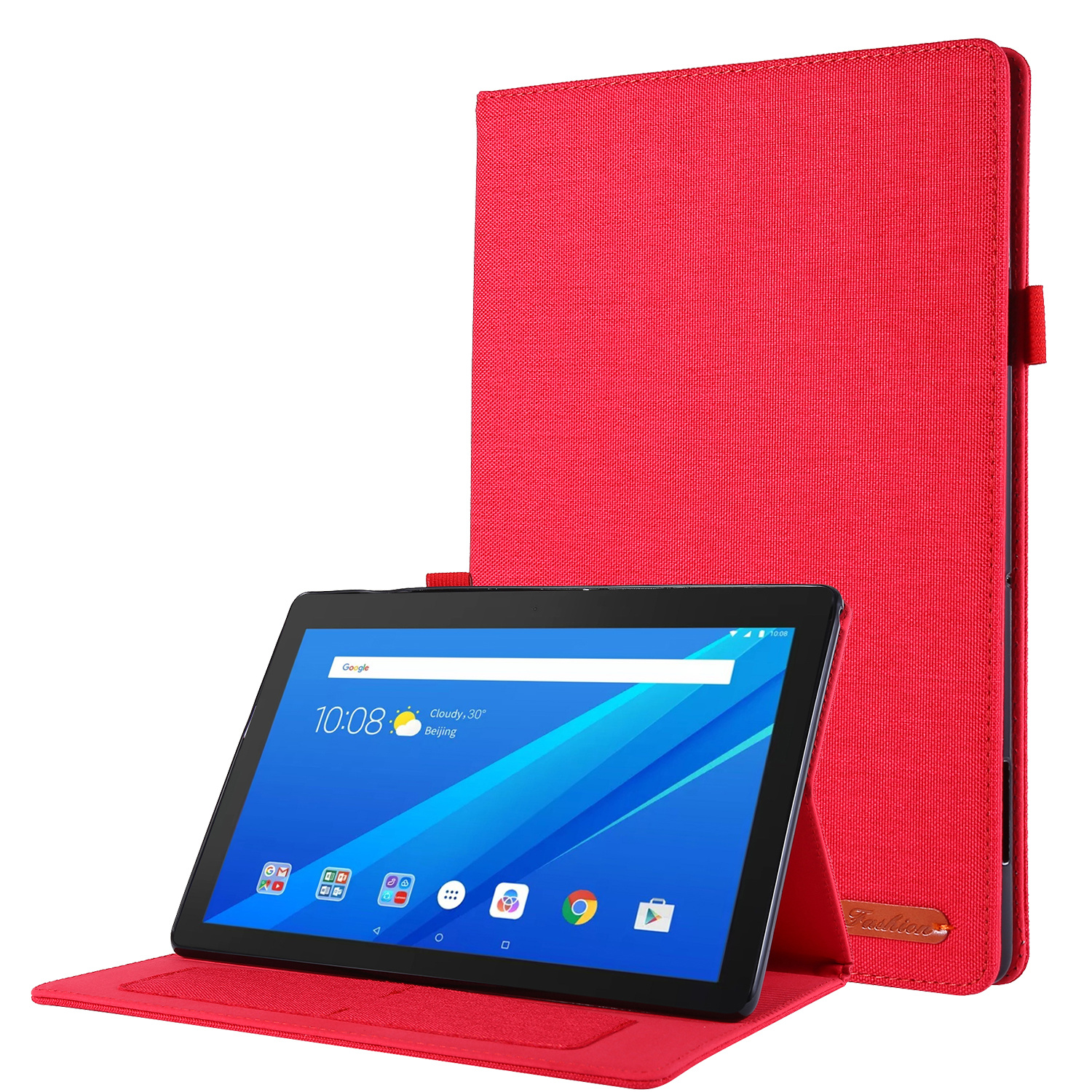 Tablet hoes geschikt voor Lenovo Tab P10 - Book Case met Soft TPU houder - Rood afbeelding