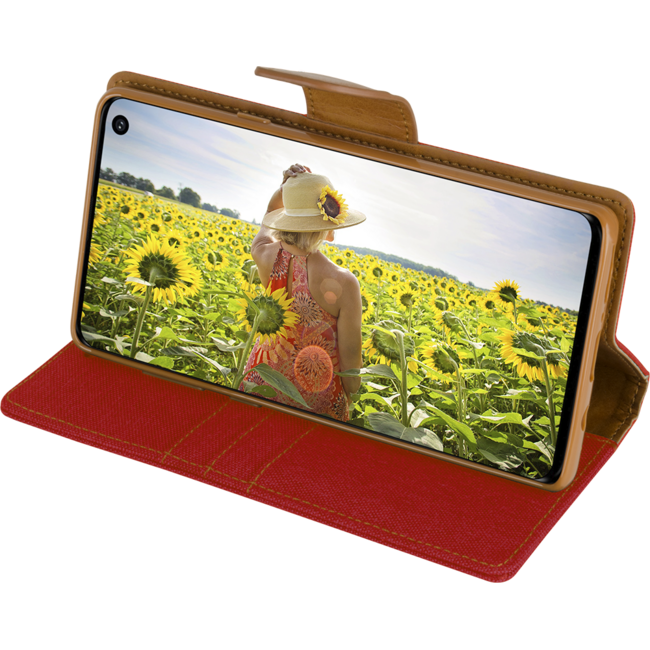 Telefoonhoesje geschikt voor iPhone 13 - Mercury Canvas Diary Wallet Case - Hoesje met Pasjeshouder - Rood