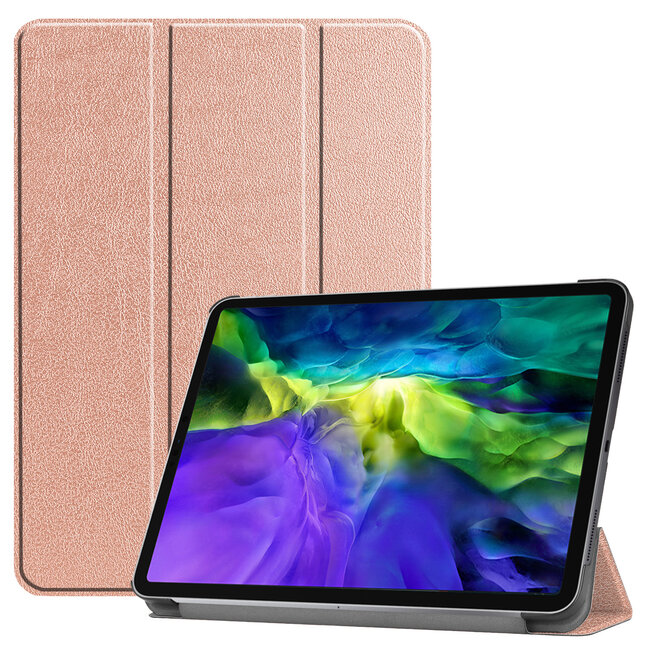 Tablet hoes voor Apple iPad Pro 2021 / 2020 tri-fold hoes - Case met Auto Wake/Sleep functie - Rosé Goud