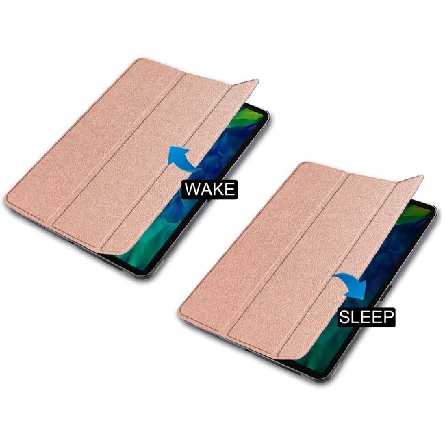 Tablet hoes voor Apple iPad Pro 2021 / 2020 tri-fold hoes - Case met Auto Wake/Sleep functie - Rosé Goud