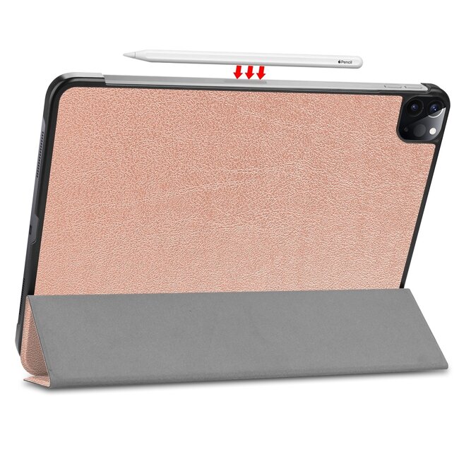 Tablet hoes voor Apple iPad Pro 2021 / 2020 tri-fold hoes - Case met Auto Wake/Sleep functie - Rosé Goud