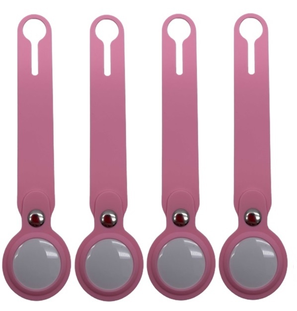 4-Pack Case2go - Hoesje geschikt voor Apple AirTag - Sleutelhanger - Hanger voor Airtag - Roze afbeelding