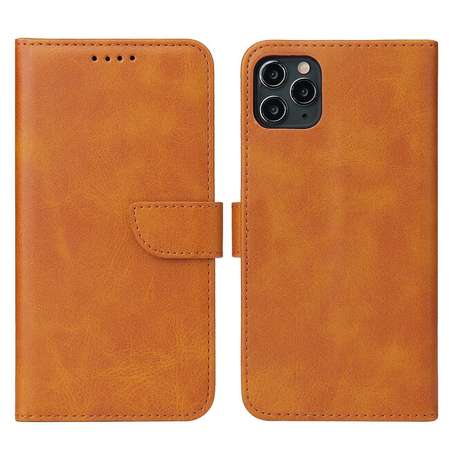 Case2go - Hoesje geschikt voor iPhone 11 Pro Max - Wallet Book Case -  Ruimte voor 3 pasjes - Licht Bruin