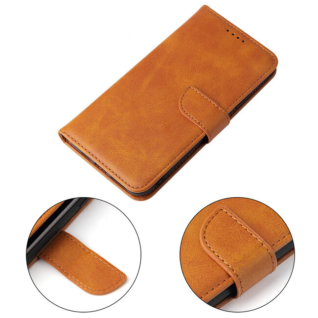 Case2go - Hoesje geschikt voor iPhone 11 Pro Max - Wallet Book Case -  Ruimte voor 3 pasjes - Licht Bruin