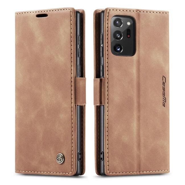 CaseMe - Hoesje geschikt voor Samsung Galaxy Note 20 - Wallet Book Case - Magneetsluiting - Bruin