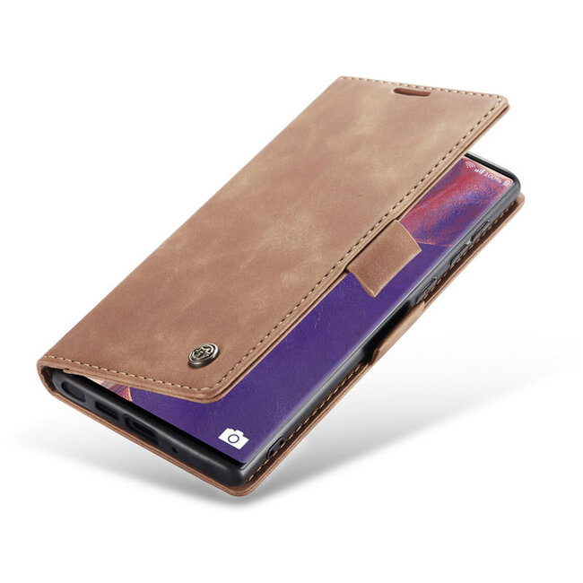 CaseMe - Hoesje geschikt voor Samsung Galaxy Note 20 - Wallet Book Case - Magneetsluiting - Bruin