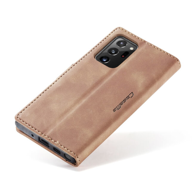CaseMe - Hoesje geschikt voor Samsung Galaxy Note 20 - Wallet Book Case - Magneetsluiting - Bruin
