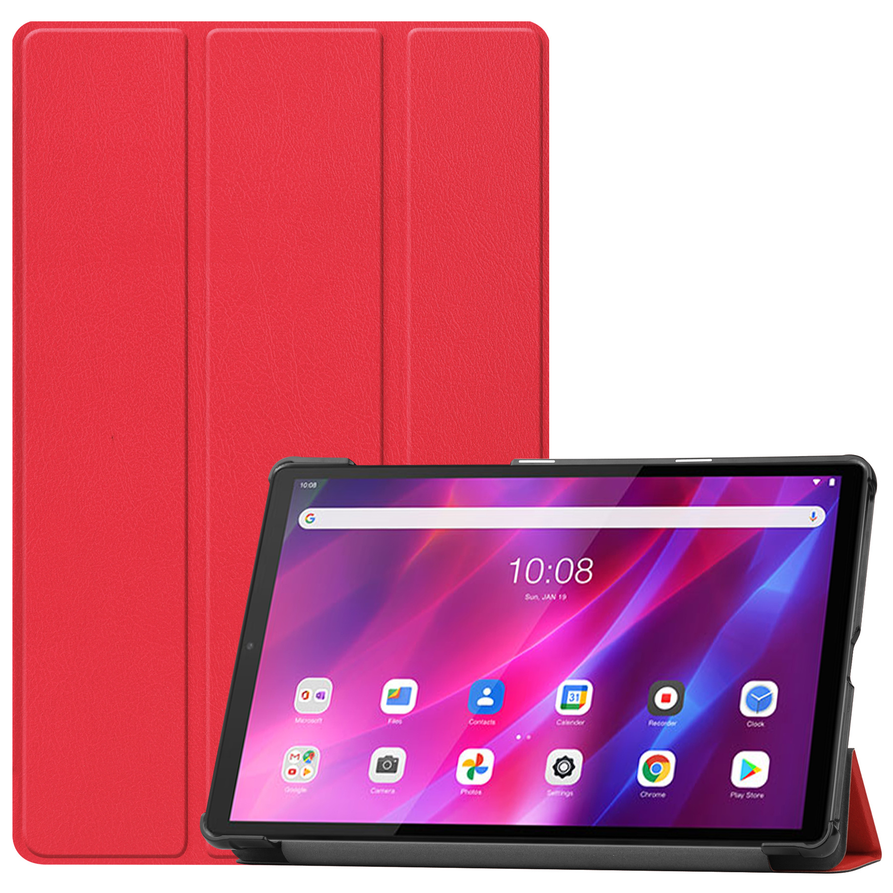 Tablet hoes geschikt voor Lenovo Tab K10 (10.3 Inch) - Tri-Fold Book Case - Rood afbeelding