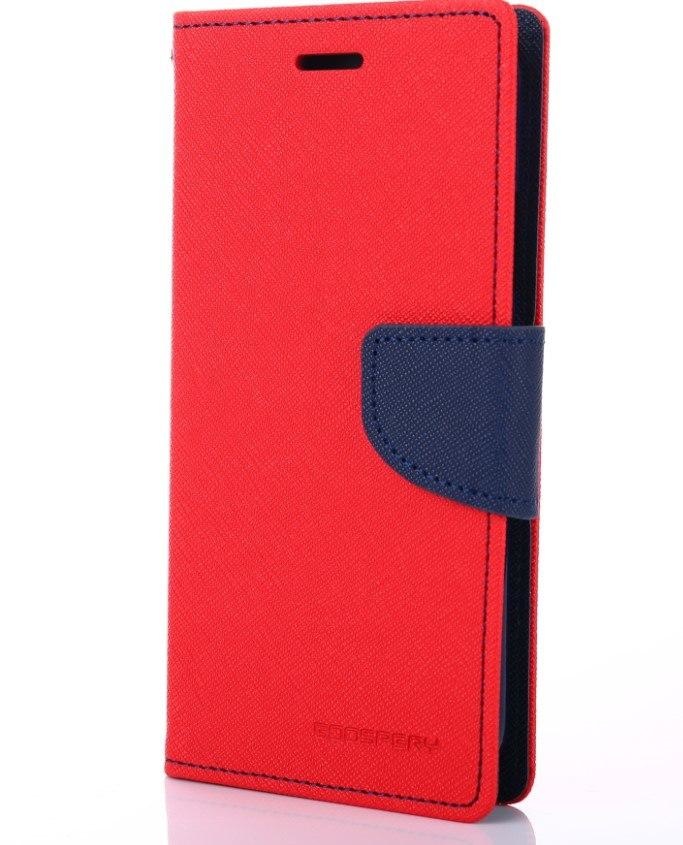 Telefoonhoesje geschikt voor Apple iPhone 13 Mini - Mercury Fancy Diary Wallet Case - Hoesje met Pasjeshouder - Magenta/Blauw afbeelding