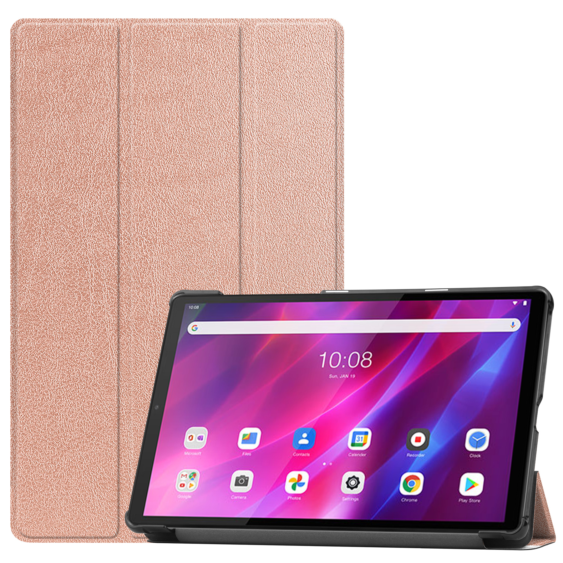 Tablet hoes geschikt voor Lenovo Tab K10 (10.3 Inch) - Tri-Fold Book Case - RosÃ©-Goud afbeelding
