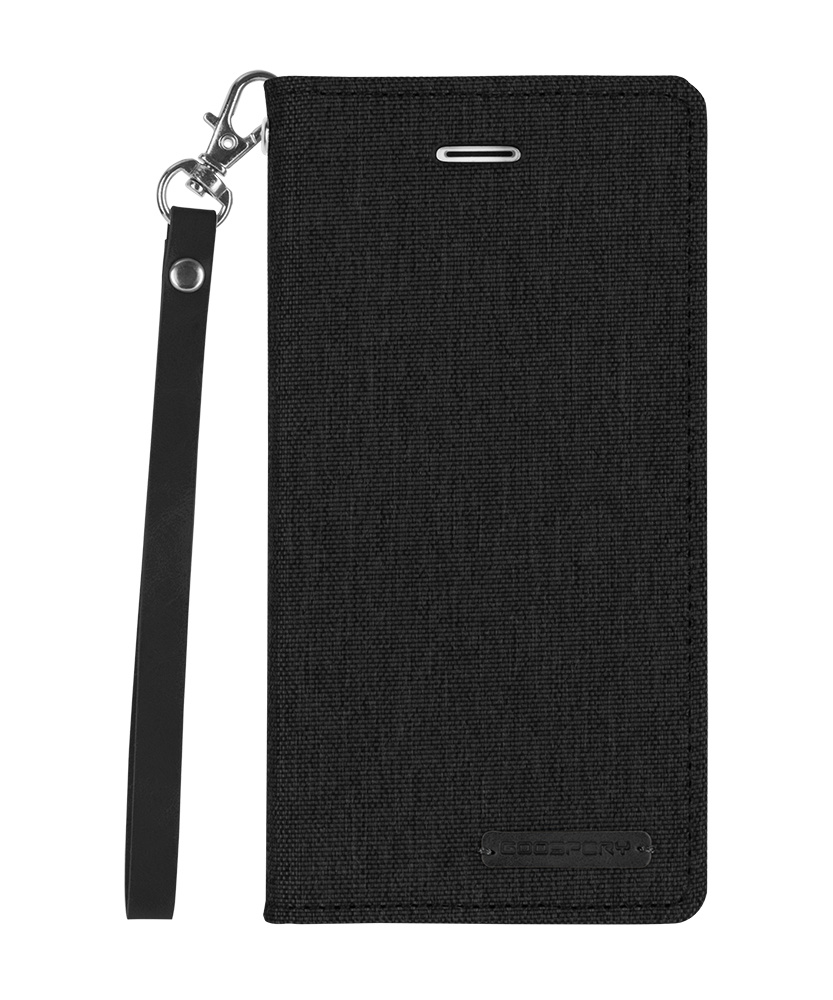 Hoesje geschikt voor iPhone XS Max - Mercury Canvas Flip Wallet Case - Zwart afbeelding
