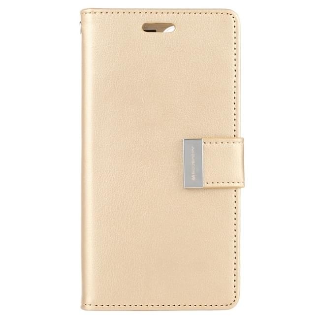 Telefoonhoesje geschikt voor Apple iPhone 13 Pro Max - Goospery Rich Diary Case - Hoesje met Pasjeshouder - Goud afbeelding