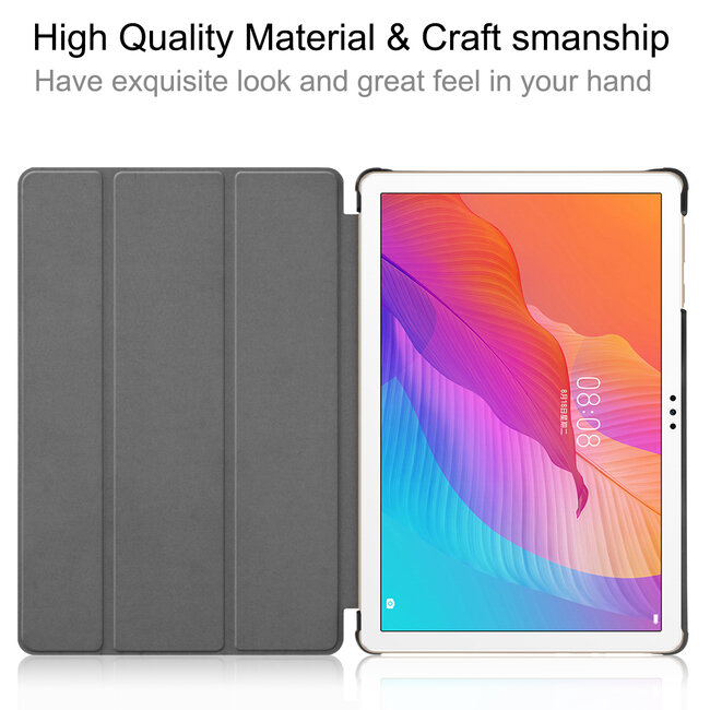 Tablet hoes geschikt voor Huawei MatePad T 10S  (10.1 Inch) - Tri-Fold Book Case - Grijs