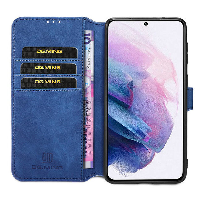 caseme - Hoesje geschikt voor Samsung Galaxy Note 20 - met magnetische sluiting - ming serie - leren book case - blauw