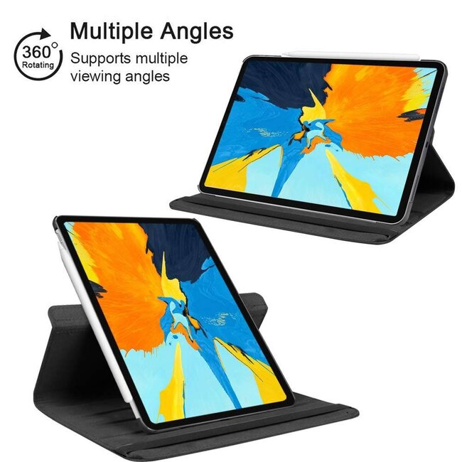 Case2go - Tablet hoes geschikt voor iPad Pro 11 (2018) case - 360 graden draaibare - Zwart